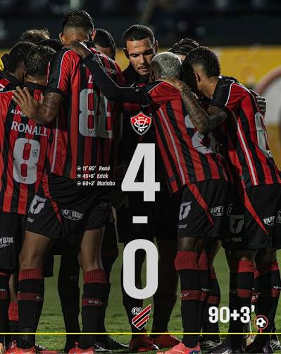 VIT&Oacute;RIA GOLEIA E EST&Aacute; CLASSIFICADO! 🦁🔥 O Vit&oacute;ria n&atilde;o tomou conhecimento do Athletico e aplicou uma goleada por 4 a 0. Com o resultado, o Vit&oacute;ria se classifica para as quartas de