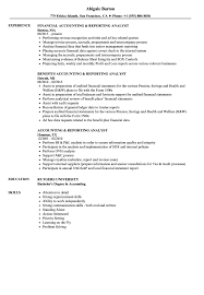 Talent software services is in search of a lead financial accounting and reporting analyst for a contract position in pittsburgh, pa. Accounting Reporting Analyst Resume Samples Velvet Jobs