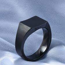 King Will Classic Black Wedding Ring Square Shape Matte Finish Surface Black Wedding Rings Mens Wedding Rings Platinum Mens Wedding Bands Black