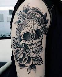 We did not find results for: Traditional Day Of The Dead Mens Skull And Roses Arm Tattoo Skull Tattoo Design Tattoo Designs Men Skull Tattoo