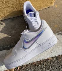 White Black And Blue Air Forces Nike Air Max 90 Hologram Nike Air Sneakers Nike Nike Shoes Outfits