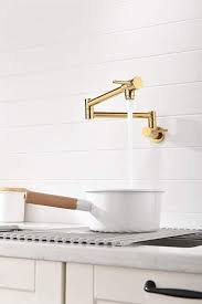 Fzhlr En Laiton Plaque Or Robinet D Evier De Cuisine Uniquement Froid Pot Filler Pliant Double Stretchab Evier Cuisine Robinet Cuisine Robinet De Cuisine Mural
