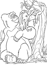 Little Tarzan With Mom Gorilla Coloring Pages For Kids Printable Free Cartoon Coloring Pages Disney Princess Coloring Pages Disney Coloring Pages