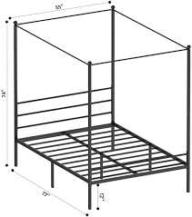 Platforma low profile bed frame, king. Buy Jom Canopy Bed Frame Full Size Black Metal 4 Poster Double Bedframe Modern Post Corner With Headboard For Girls Boys Online In Indonesia B0891nchvl