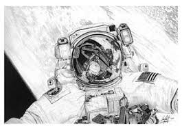 Astronaut Mike Hopkins Eva Selfie On Iss Realistic Pencil Drawing By Jim Schultz Realistic Pencil Drawings Charcoal Art Drawings