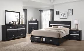 Thanks to sturdy construction and a neutral color, black full size bedroom sets are a smart choice. Miranda Contemporary Black Eastern King Four Piece Set 206361ke S4 Bedroom Sets Price Busters Furniture