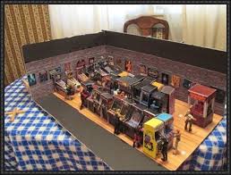This Is A Arcade Game Room Diorama Papercraft Set Created By Papercrafter1 You Can Download The Templates Here Arcad Arcade Game Room Game Room Paper Crafts