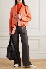 Orange Leather Biker Jacket Acne Studios Acne Leather Jacket Leather Jacket Outfits Orange Leather