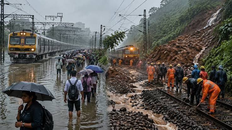 Heavy Rains Paralyse Mumbai's Rail Network As Waterlogging, Landslides And  OHE Failures Trigger Mass Cancellations