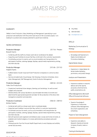 Food production managers are in charge of the processing and manufacturing of food products at food production companies. Production Manager Resume Sample