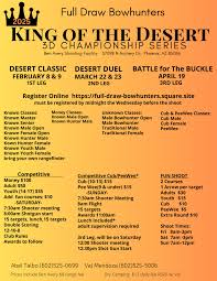 HTTP://full-draw-bowhunters.square.site Pre-registration is required The  deadline is quickly approaching 1st leg registration is Wednesday February  5, 2025. Adult Competition Shoot Saturday Only!!!!
