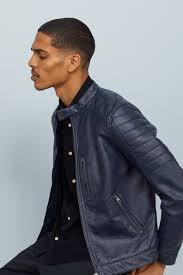 Biker Jacket Dark Blue Men H M Us Biker Jacket Jackets H M Men