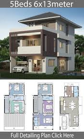 Plan De Design De Maison 6x13m Avec 5 Chambres 6x13m Avec Chambres Design Maison Source By In 2020 Bungalow House Design Duplex House Design 3 Storey House Design