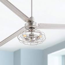 72 Brushed Nickel Led Ceiling Fan W Vintage Cage Light Kit 57t60 Lamps Plus