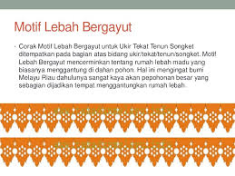 Artikel sejarah motif batik riau dan penjelasannya ini menjelaskan makna motif batik riau itik pulang petang,dulang tembaga dan motif batik lainnya. Motif Dan Ukiran Melayu Riau
