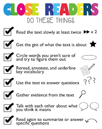 Close Reading Anchor Chart Close Reading Strategies