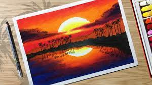 Subscribe if you're new to my channel & click on the b. How To Draw Beautiful Sunset Scenery With Oil Pastels For Beginner Step By Step Youtube