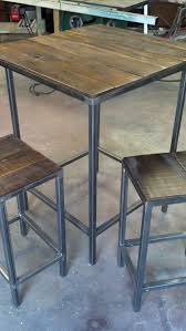 Table Mange Debout Et Tabouret En Metal Et Bois Recycle Con Imagenes Muebles De Metal Muebles Hierro Y Madera Muebles De Acero