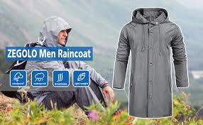 Amazon Com Zegolo Men S Raincoats Waterproof Jacket Hood Windbreaker Breathable Lightweight Business Outdoor Long Rain Jacket For Men Clothing