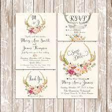 Printable Wedding Invitation Suite Boho Rustic Wood Etsy Antler Wedding Invitations Wedding Invitations Diy Wedding Invitation Sets