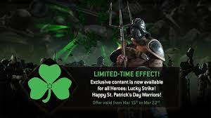 These can only be obtained during the event, so don't miss out! Mar 15 2018 For Honor New Content Of The Week March 15 For Honor Ubijurassic Hello Warriors This Week We Are Adding The New Limited Time Lucky Strike Effect For All Heroes Just In Time For St Patrick S Day This Weekend The Effect Can Be