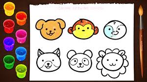 Draw the eyes on the face. How To Draw Cute Animal Faces With Simple Basic Shapes For Kids Online Drawing School Youtube