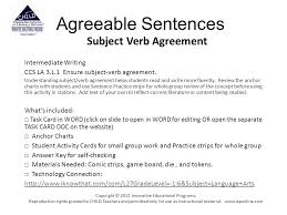 Agreeable Sentences Subject Verb Agreement Intermediate