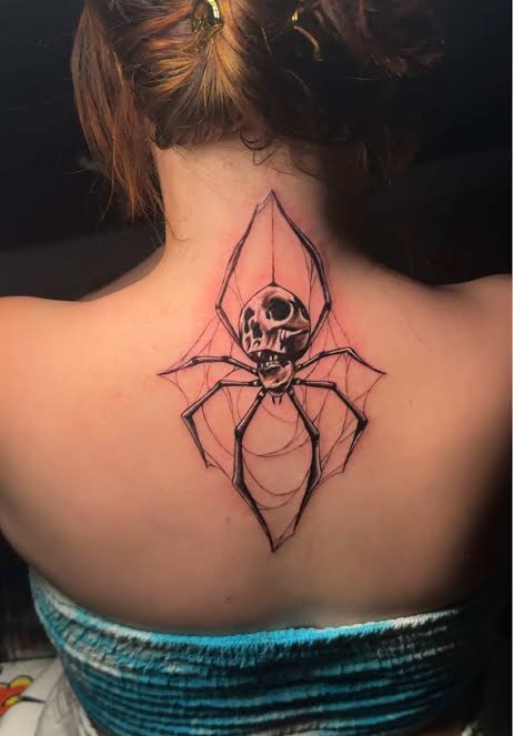 Custom Halloween Spider Tattoo with Skull Design