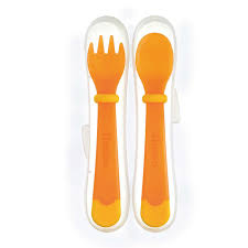 Simba P3342 O Hot Safe Feeding Spoon And Fork Set Orange Feeding Spoon Fork Set Kids Dinnerware