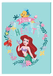 Disney Princess Ariel Motivational Wall Art Canvas With Glit
