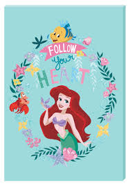 disney princess ariel motivational wall art canvas with glit