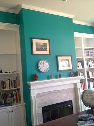 This Office Accent Wall Was Painted With Sherwin Williams Nifty Turquoise Sw6941 Turquoise Room Living Room Turquoise Turquoise Walls Living Room