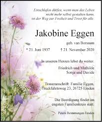 Traueranzeigen Von Jakobine Eggen Nordwest Trauer De