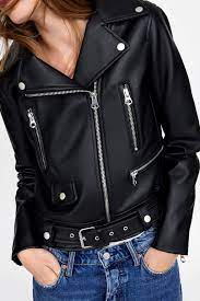Image 2 Of Faux Leather Zippered Jacket From Zara Zara Leather Jacket Leather Jackets Women Jackets