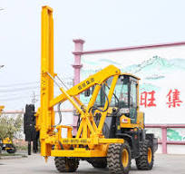 Mini Wheels Type Pile Driver Guardrail Installation with Air Compressor