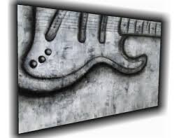 Black And White Music Artwork Original Guitar Black White Modern Abstract Painting Art Music Colleen Music Canvas Music Painting Art Music