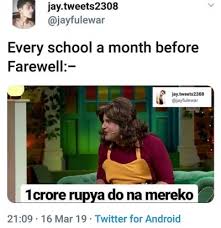 Jun 23, 2021 · the shuffle: Every School A Month Before Farewell Meme Hindi Memes