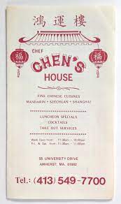 1980 S Vintage Take Out Menu Chef Chen S House Chinese Restaurant Amherst Ma Chinese Restaurant Take Out Menu Chinese Menu