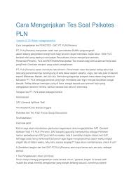 Free download high quality and widescreen resolutions desktop background images. Cara Mengerjakan Tes Soal Psikotes Pln Pdf