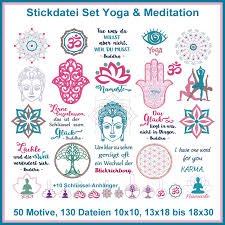 Stickdateien Set Yoga Meditation Und Esoterik Sprüche Und Symbole Set
