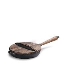 Cast Iron Frying Pan Not Sticky Saucepan Kitchen Cookware Wooden Lid Boutique Pre Seasoned Cast Iron Sk Cast Iron Frying Pan Kitchen Cookware Cast Iron Skillet