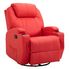 Homcom Faux Leather Heated Massage Recliner Chair With Remote Bright Red Red Leather Chair Lift Chair Recliners Leather Swivel Chair