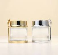 wholesale Glass Face Cream Jar, 30-80g Bottom Scoop Gel Essence Packaging, with Spoon