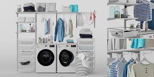 The doors were pretty easy to add, since the hardware that ikea sells uses we just installed two ikea grundtal towel bars in our laundry room as drying racks. Laundry Room Ikea Algot 14 Laundry Room With Washing Machine And Dryer Clothes Detergents And Storage Boxes Blender Market