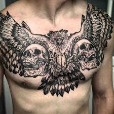 Black And White Owl Chest Tattoo 101 Best Skull Tattoos For Men Cool Designs Ideas 2019 Guide Cool Chest Tattoos Chest Piece Tattoos Chest Tattoo Men