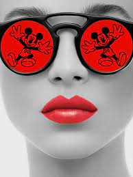 Mickey Mouse Sunglasses Optometry Perfect Red Lips Color Splash Photography Color Splash