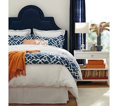 Navy Blue And Orange Guest Room Google Search Bedroom Orange Bedroom Design Bedroom Colors