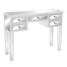 Desk features 3 smaller drawers on top and 2 medium size drawers for supplies and 2 large bottom file drawers. Buy Vingli Mirrored Makeup Vanity Desk Mirrored Console Table With 5 Storage Drawers For Entryway Foryer Bedroom Silver Online In Turkey B08gjlqp46