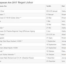 Enregistrerenregistrer cuti umum 2017.docx pour plus tard. Tarikh Cuti Umum Negeri Johor 2017