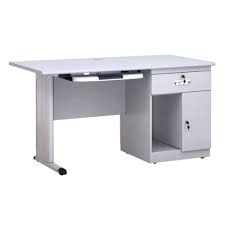 China Modern Simple Writing Computer Desk With Keyboard Tray Drawers China Office Furniture Steel Table